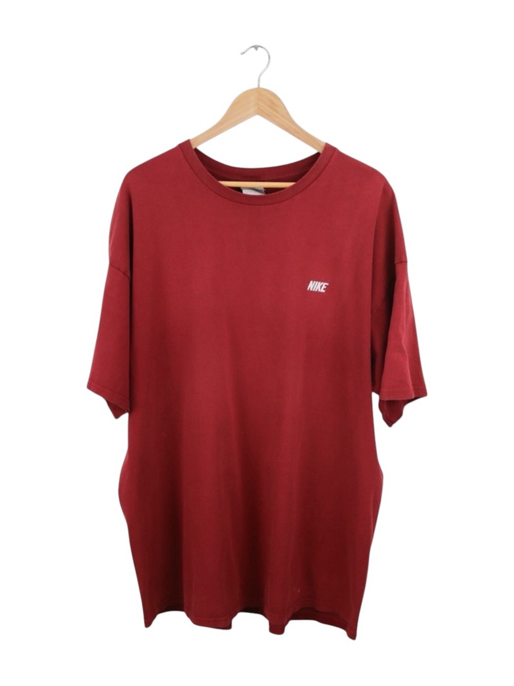Vintage Nike Mini Swoosh T-Shirt XXL Red Embroidered Y2K Minimal Streetwear